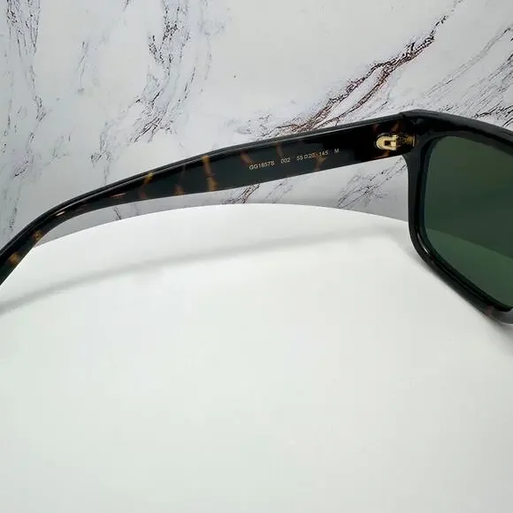 New GUCCI Sunglasses Brown Gold Red Green Web 55-20-145 mm Mens Square Gucci